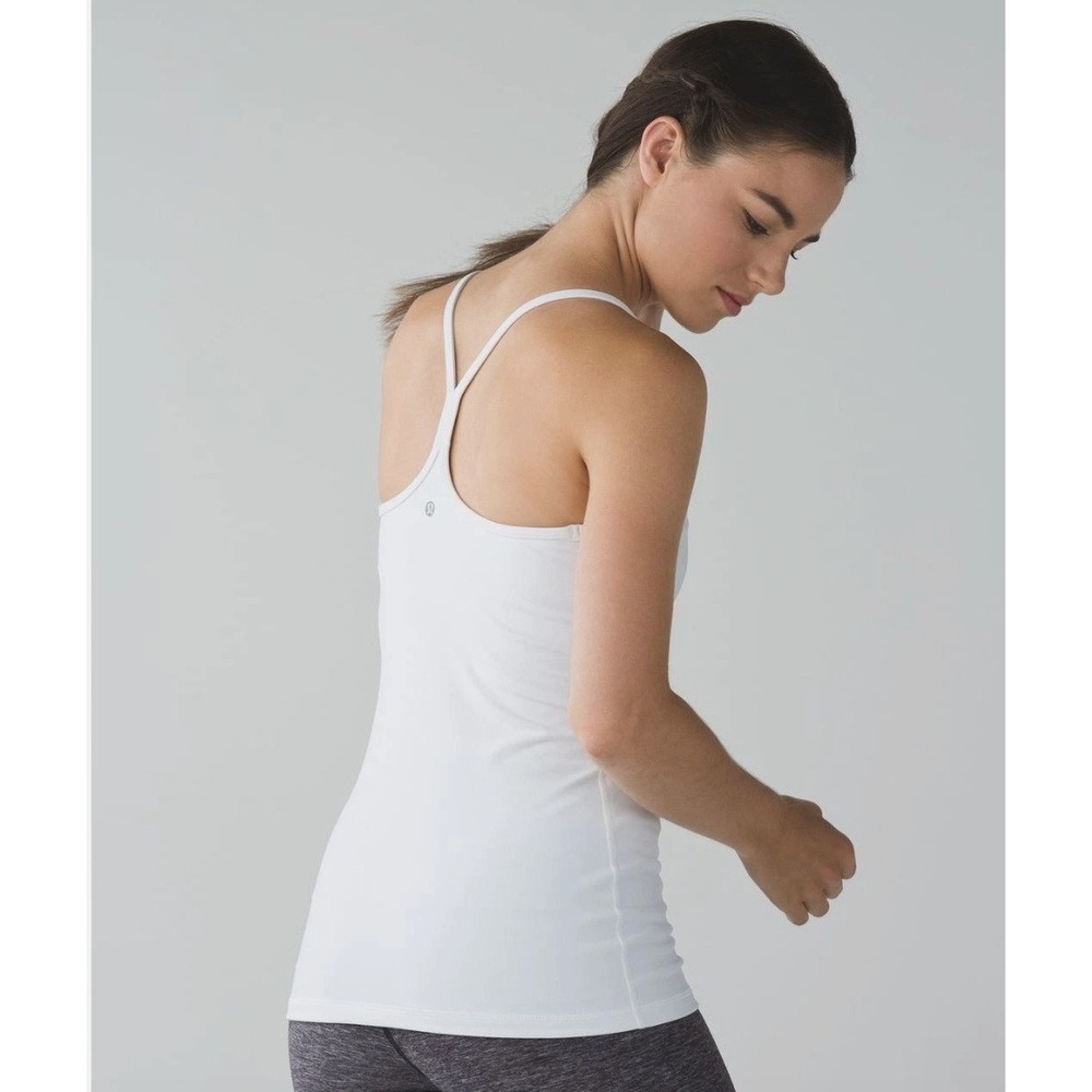 Lululemon BUNDLE Power Y Tank Top White & Heathered Grey Yoga Gym Workout Size 8